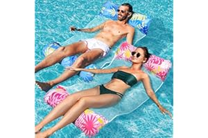 Elidepe Bouee Piscine, 2 Pièces Matelas Piscine, 4 en 1 Bouee Piscine Adulte, XL Hamac Matelas Piscine Gonflable, Bouée Transat Piscine Pliable Portable pour Les Vacances à la Plage