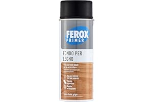 FEROX Fondo per Legno 400 ml, Fondo aggrappante per verniciatura, colore Grigio, Primer superfici interno/esterno, Primer Legno, rapida essicazione, lunga durata