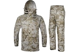 MeiLayM Pantalon de Pluie Imperméable pour Hommes et Pantalon de Pluie Extérieur Blouson Léger Veste de Randonnée Veste de Combinaison Imperméable Camouflage pour la Jungle et Le Camping