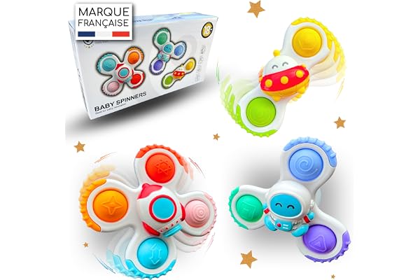 Baby Spinner Ventouse Pop it - Baby hoptoys Fidget Toys - Spinner Anti Stress - Jouet Bebe 1 an - Jouets de Bain - Hand Spinner Bebe
