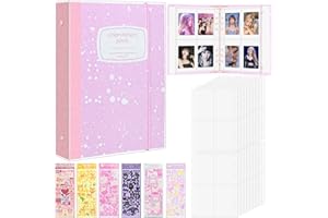 SIMDAO A5 Binder Fotokartenalbum, 3 Zoll Kpop Fotoalbum Halter mit 20 Blätter 4 Fächer Fotosichthüllen(160Taschen), Durchsichtige Schutzhülle, 6 Bunte Aufkleber, 6 Ringbuch Photocard Binder Kpop