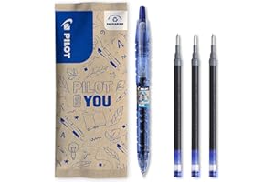 PILOT - Pack de 1 gel B2P + 3 recambios - Rollo retráctil y recargable, hecho de plástico reciclado - Begreen - Azul - Punta media