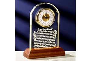 Arikyrist Gifts for Mum Crystal Clock Birthday from Daughter Son with Wooden Warm Light Base - Unique for Mum Who Has Everything, Home Ornament Desk Clock