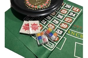 POKER CHIP SHOP BOXED ROULETTE SET - LARGE WHEEL, FELT, RAKE,BALLS, MARKER + 50 FULL WIDTH STARTER CHIPS