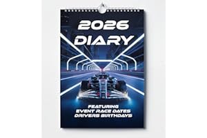 GIFTS AND TEMPTATIONS 2026 Calendar Formula Racing Motorsports Events Dates, Driver Birthdays, A4 Size