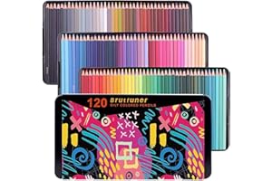 Laconile Colouring Pencils,120 Brutfuner Square Barrels Coloured Pencils for Adult Colouring Books, Students or Kids School Art Supplies