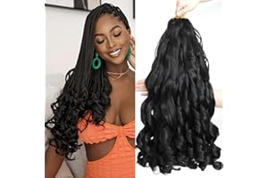 ZIYANGBABA French Curl Braiding Hair 22 Inch 8 Packs Curly Braiding Hair Pre Stretched Crochet Braids extensions for braiding (1B#, 22 Inch (Pack of 8))