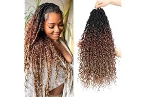FIRSTCYH HAIR Goddess Crochet Boho Faux Locs Braids for Black Women, Soft Bohemian Pre-Looped River Locs (Pack of 8, 24 Inch, 1B/30/27#)