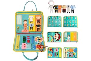 Achiyway Busy Board Montessori 3 4 5 Anni, 3 Strati Pannello Sensoriale Bambini Montessori, Giochi Educativi per Imparare a Vestire ed Esprimere Emozioni, Regalo per Bambini da 3 a 5 Anni
