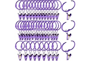 Lsgoodcare 40Stück Violett Öffnende Vorhangklammern mit Ringen, Starke dekorative Vorhangklammern aus Metall 1 Zoll, rostfreie Vorhangklammern mit Ringen