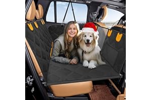 Loiion Dog Back Seat Extender Hard, Dog Car Seat Cover Hard Bottom, Dog Car Seat Cover for Waterproof, Non-Slip Back Seat Cover Dog Hammock Travel Bed for Car Truck SUV, Black