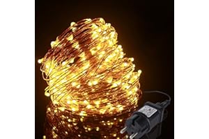 ALED LIGHT Guirlande Lumineuse 22m 220LED, Blanc Chaud Fil de Cuivre Étanche IP44 avec Adapteur Alimentation, 24V Chaine de Lampe Décoration Extérieur/Intérieur pour Fête Jardin Maison Noël