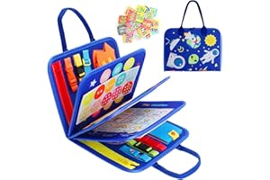 Bubuyun Busy Board Montessori, 5 Pagine Libri Sensoriali Giochi Sensoriali Feltro Pannello Montessori per Bambina Regalo Bambino Giochi Educativi per 1 2 3 4 Anni, Lacci, Numeri, Fibbie