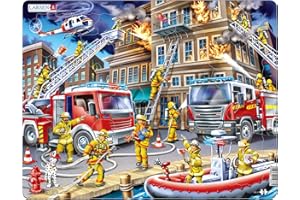 Larsen US21 Les Pompiers en Action, Puzzle Cadre avec de 45 pièces