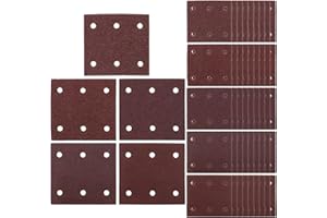 Be In Your Mind Zestaw 50 x 114 x 102 mm papier szlifierski z haczykiem i pętelką 40/60/80/100/120 ziarnistość 6 otworów do polerowania drewna, metalu, tworzywa sztucznego, kompatybilny z Makita