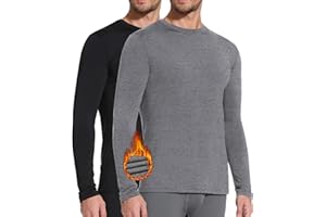 SIHOHAN Mens Thermal Top Long Sleeve Crew Neck Base Layer Fleece Lined Men Winter Underwear Shirts for Outdoor Running Hiking