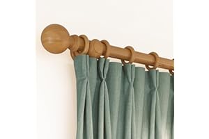 Loch & Skye Wooden Curtain Pole Set - Natural, 240cm (2x120cm) - 28mm Diameter Fixed Length Beechwood Curtain Rod with Finials, Rings & Brackets - Wooden Curtain Poles for Eyelet Curtains and Windows