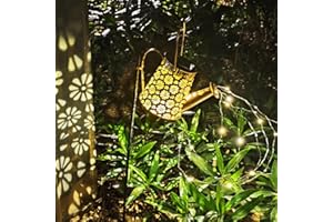 Neioaas Watering Can Lights, Solar LED Lantern Outdoor Fairy Light Hanging Waterproof,Decorative Retro Metal Solar Shower Lights for Garden Table Patio Yard Pathway Walkway(with Bracket) (Daisy)