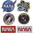 Zcketo Lot of 6 PCS NASA Space Hook and Loop Patches, NASA Badge Patch Tactical NASA Logo Champion Stickers Applique Sew on Morale Military Embroidered Patches for Kids Boys Adult Clothes