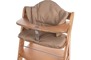 aMami Zweiteiliges Sitzkissen für Hochstuhl Hauck – Handgefertigt – Wasserdichtes Oxford-Gewebe – Antiallergisch – Bequemes Polster mit Klettverschluss - Cappuccino