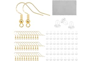ALEXCRAFT Monachelle per Orecchini Kit Ganci Per Orecchini Fai da Te 60 Pezzi Ganci Orecchini Argento 925 Placcato Oro Anallergici Set Orecchini Diy