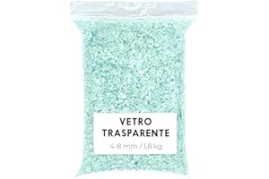 Landare Cristallo Pietre in Vetro Tritato Trasparente 1,8Kg - Vetro Frantumato - Vetro Schiacciato - Cocci di Vetro Artigianali (4-8 mm) (Trasparente)