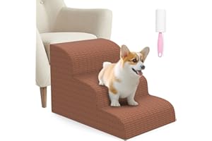 SPESSN Haustiertreppe, 3 Stufen Hundetreppe für Katzen und Hund, Hochdichte Schaum Einfacher Stiefhilfe, Leiterrampe für Haustier, Rampentreppen für Bett, Sofa und Hochbettklettern 60 * 40 * 40cm - Braun