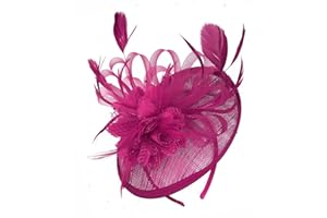 Caprilite Fuchsia Hot Pink Sinamay Disc Saucer Fascinator Hat for Women Weddings Headband Races