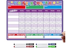 THE MAGNET SHOP TMS Tabla de recompensas para niños A3 | Gráfico magnético de Estrellas para reconocer e Inspirar el Buen Comportamiento en niños | 4 bolígrafos magnéticos de Colores (Approx 42 x 30 cm)