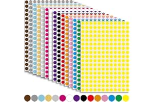 SUKEVITOR 3840 Pcs Sticky Coloured Dots, 10mm Coloured Dot Stickers Self Adhesive, 16 Colours Dot Stickers Colours Sticker for Colour Coding Calendar Organising(20 Sheets)