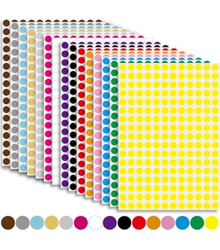 Laser Shiny Stickers 3520 PCS Color Coding Labels - 1/4 Inch Round Dot Stickers In 16 Sparkle Colors Round Coding Labels For Organization