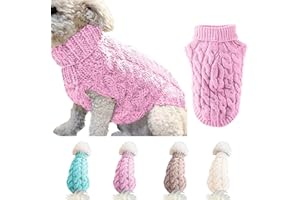 Ponacat Haustier Pullover Hund Rollkragenpullover Strickpullover Warmer Pullover Strickwaren Oberbekleidung Kaltwetter Mäntel (pink/m)