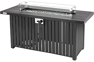 tepro Gasfeuerstelle Topeka XL – rechteckiger Gaskamin mit Edelstahl-Brenner (17 kW), Glasumrandung, Glassteinen, Zündung & Abdeckhaube – Outdoor Feuerstelle 136 x 56 x 63,5 cm inkl. Regler