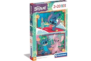 Clementoni Puzzle - Disney Stitch - 2 Supercolor Puzzles Infantiles De 20 Piezas, para Niños 3-5 Años, Desarrolla La Concentraciòn Mentàl Y La Logica, 24809