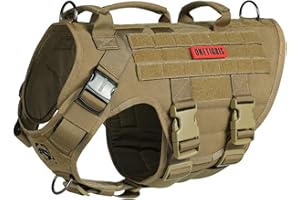 OneTigris X Destroyer Harnais tactique réglable anti-traction pour chien Harnais anti-éclatement avec 3 poignées, 2 boucles en métal, Harnais de sécurité, Marron Taille M