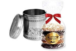 ‎LEBKUCHENWELT 5 gemischte Elisen Lebkuchen in der Dose - Motiv Nürnberg - Silber - ideal als Geschenk zu Weihnachten