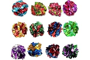SunGrow Cat Crinkle Balls, 3.8-5 cm, Lightweight and Multicolor, Ideal for Kittens and Adult Cats, 12 Pcs per Pack