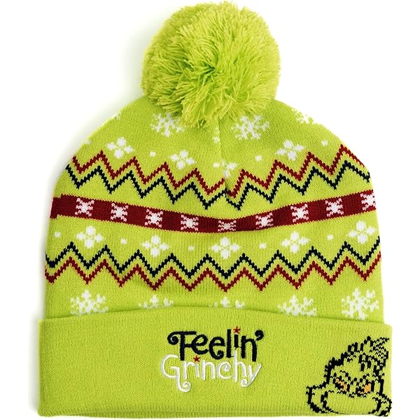 Cappello The Grinch Unisex Lavorato A Maglia Con Risvolto - Verde - Taglia Unica - Regalo Di Natale Ufficiale