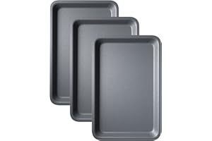 Economy 3-Pack Deep Oven Tray Baking Tray Set - 31cm Non Stick Roasting Tins for Ovens - Baking Tray for Oven Non Stick - Dishwasher Safe Cooking Trays & Bakeware by KITCHENEUR®