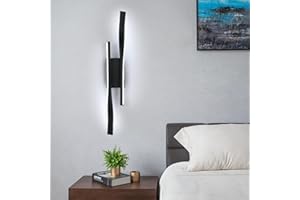 Comely Aplique de Pared Interior, 16W Lámpara de Pared LED Moderna, Negro Iluminación Luz Pared LED para Decoració para Dormitorio Salón Comedor Pasillo Escalera, Blanco Frio 6500K