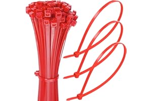 JCT Coloured Cable Ties - 100 pcs Red Zip Ties for Secure Cord Management - Heavy Duty Cable Ties Up to 54.4 kg Tensile Strength - 150 x 3.6 mm Tie Wraps with Auto-Locking Mechanism - Just Cable Ties