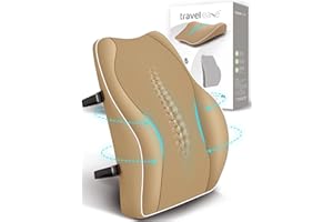 ‎TRAVEL EASE TRAVEL EASE Ergonomiczna Poduszka Lędźwiowa, Podparcie Pleców z Pianki Zapamiętującej Kształt do Samochodowego Krzesło Biurowe, Oparcie z Antystatyczną Osłoną i Regulowanymi Paskami, Khaki