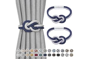Pretty Jolly Mini magnetische Vorhang Raffhalter Nordisch Einfacher Stil Vorhang-Raffhalter Elegante dekorative Vorhang drapieren Krawatte zurück für Haus Fenster Drapery, Dunkelblau & Grau, 2 Stück