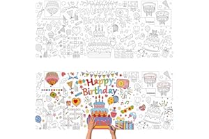 CAMOSE Birthday Colouring Tablecloth Crafts for Kids, Colouring Table Cloths for Kids,Giant 76x183cm Coloring Table Cloth Cover for Happy Birthday Party Decorations, Activities Gifts for Kids