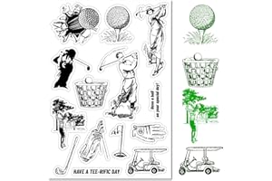 CRASPIRE Golf Clear Rubber Stamps Sport Theme Transparent Retro Golf Balls Car Clubs Glove Postmark Silicone Seals Stamp Journaling Card Making DIY Scrapbooking Paper Craft