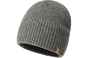 TOP-EX XL/XXL 100% Merinowolle Beanie Mütze, Wintermuetze Wollmütze Herren Damen, Strickmuetze Fisherman Beanie Trawler Mütze Warme Fleece Futter