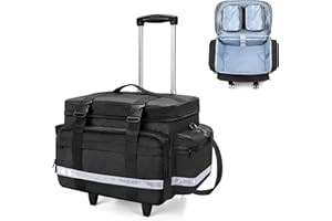 Damero Bolsa Médica con Ruedas con Carro Desmontable, Bolsa para Equipos Médicos con Divisores y Bolsas Extraíbles, Negro