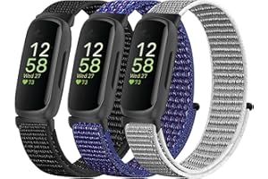 Laband 3 Pack Loop Nylon Band Compatible with Fitbit Inspire 3 Bands/Fitbit Inspire 2, Soft Breathable Adjustable Fabric Sport Straps for Women Men