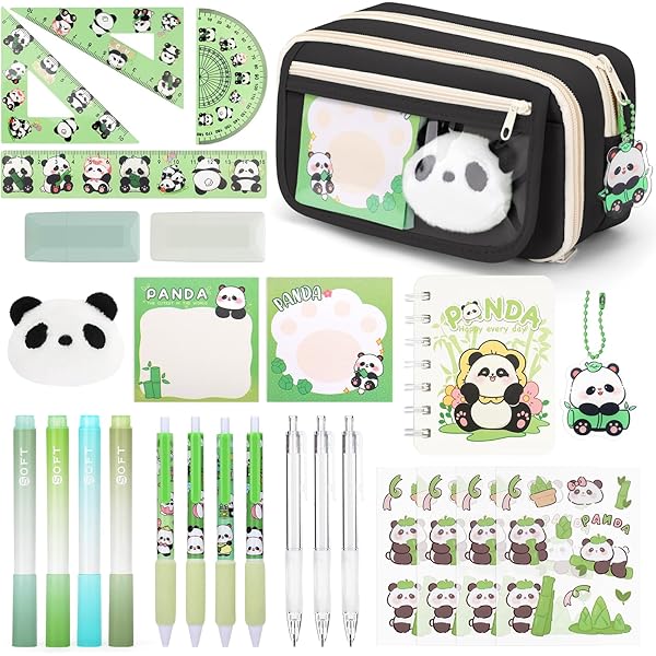 Mnsruu Astuccio Personalizzato 3 Scomparti Panda | Portapenne In Tessuto Oxford Per Scuola