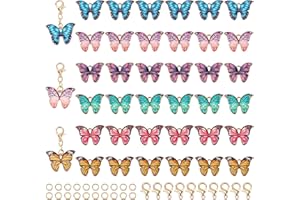 SUNNYCLUE 1 Scatola 36 Pezzi 6 Colori Farfalla Ciondoli Smaltati Ciondoli in Lega Ciondoli A Forma di Farfalla con Moschettoni A Moschettone e Anelli di Salto per Fai da Te Collana Orecchini